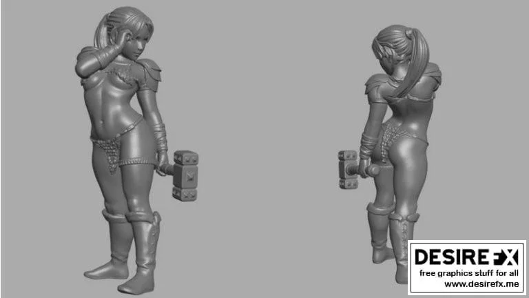 女冒险者——巴比伦3D打印模型|Female adventurer – Barbarian