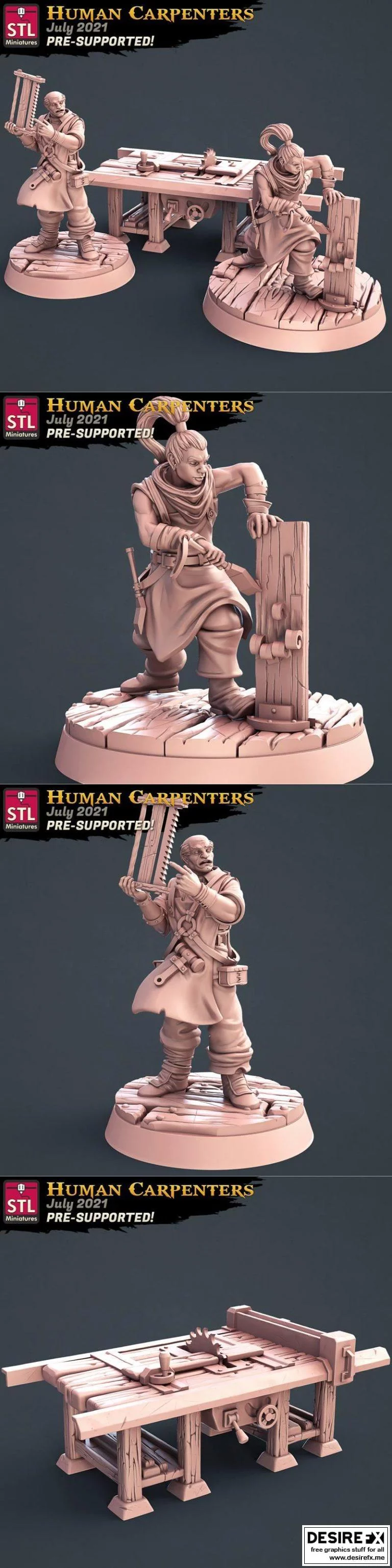 STL Miniatures – 人类木匠 3D打印模型|STL Miniatures – Human Carpenter