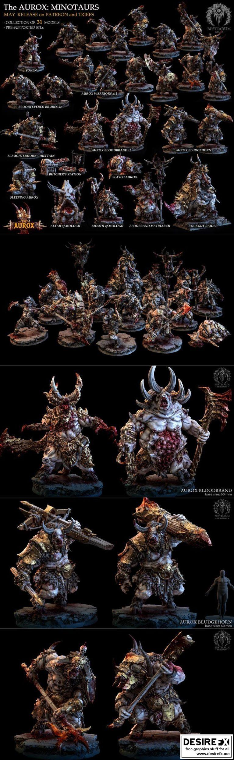 最佳生物迷你模型——Aurox牛头人 第一部分 2022年5月|Bestiarum Miniatures – Aurox Minotaurs Part 1 May 2022