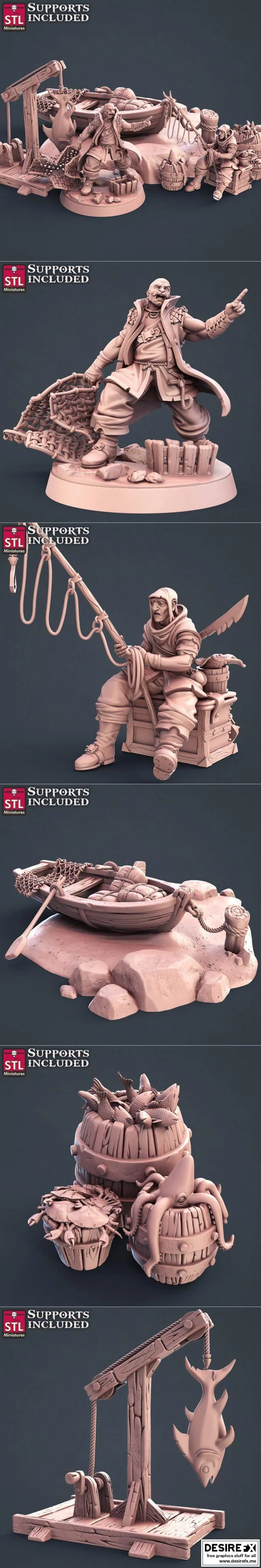 STL迷你模型-渔夫主题套装|STL Miniatures – Fisherman Set