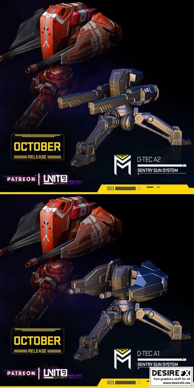 赛博朋克 D-TEC A1 立体打印枪械模型|Cyberpunk – D-TEC A1 – A2 – sentry gun