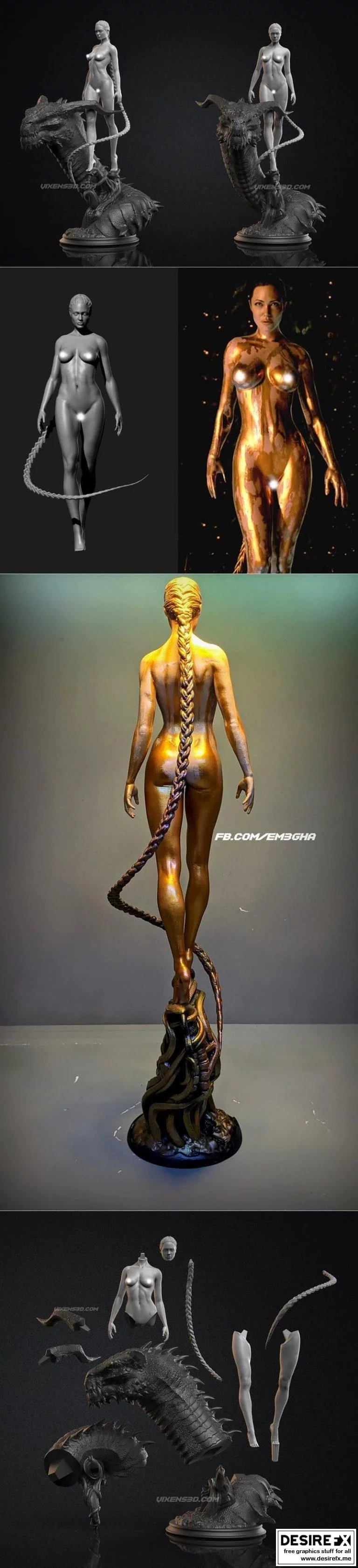 梅加莉——角斗士——格伦德尔母亲 3D打印模型|Megha L – Angelina Jolie – Grendel’s Mother