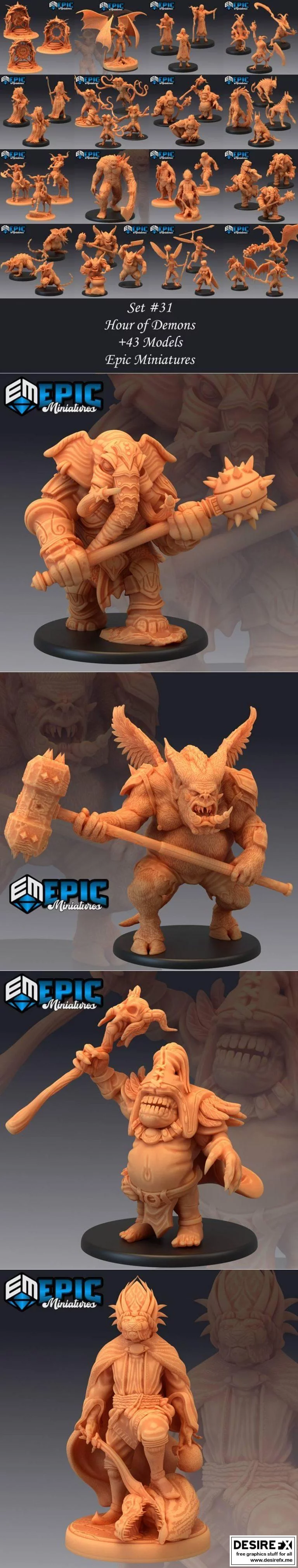 史诗迷你系列——恶魔时刻角色3D打印模型|Epic Minis – Hour of Demons