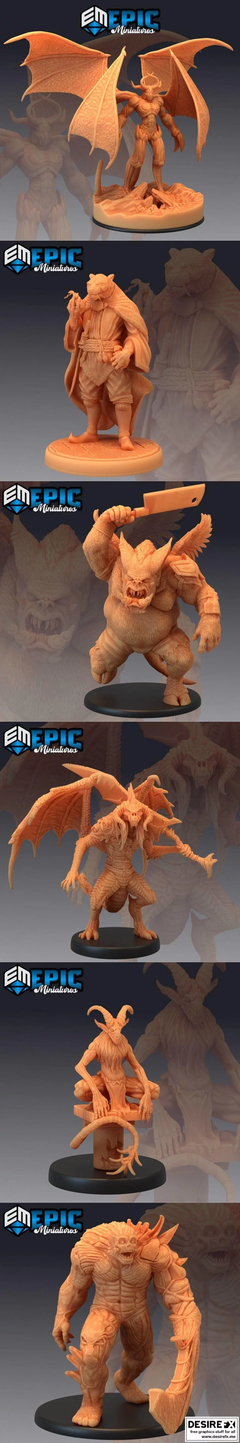 史诗迷你系列——恶魔时刻角色3D打印模型|Epic Minis – Hour of Demons