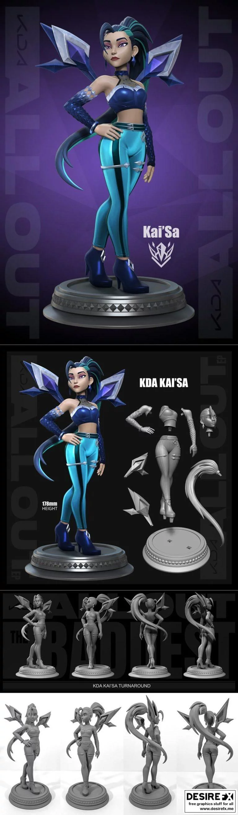 KDA全开凯萨洛夫3D打印模型|KDA All-Out Kaisa League of Legends