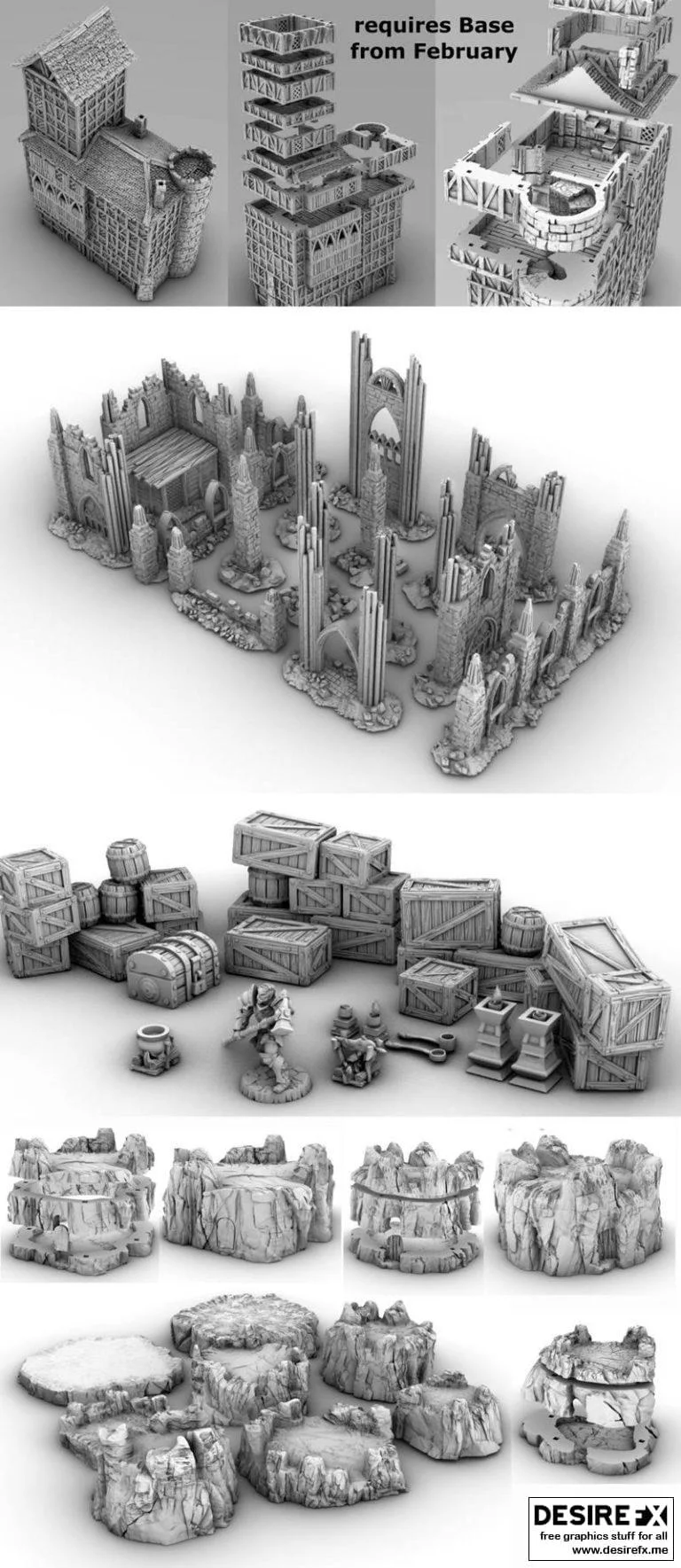 GameScape3D ruins scatter-inn 扩展包 3D打印模型|GameScape3D – Ruins Scatter-Inn Expansion – Caves Buttes