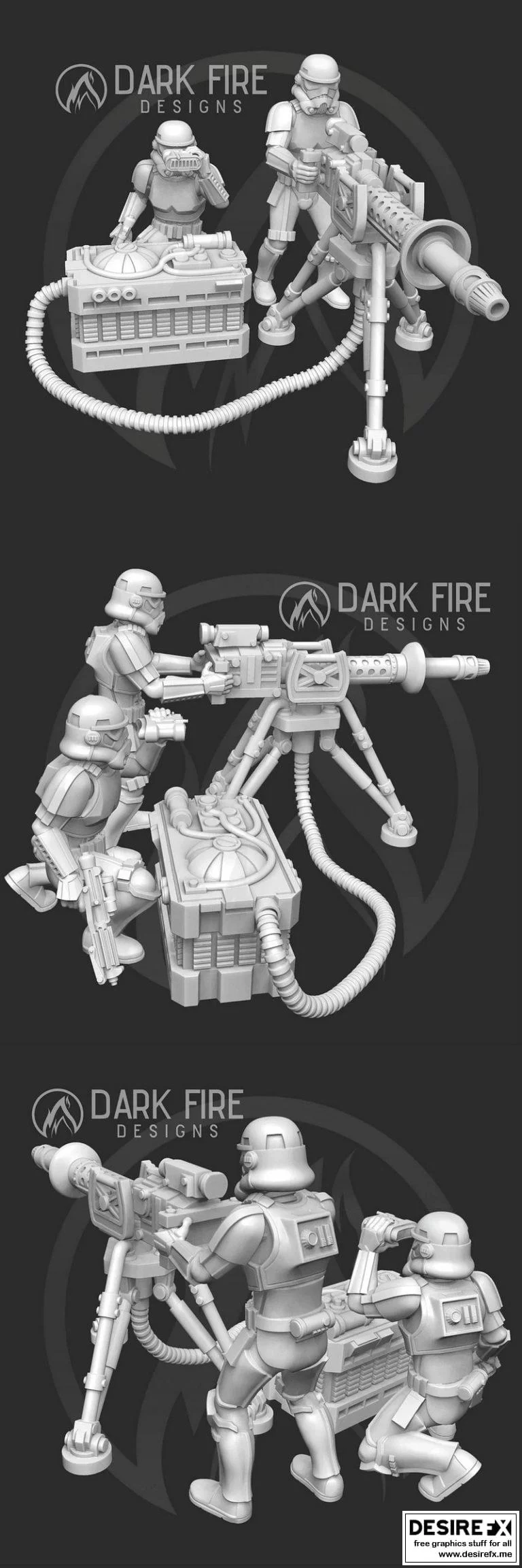 暗火沙漠突击队重装小队 3D打印模型|Desert Trooper Repeater Team – Dark Fire