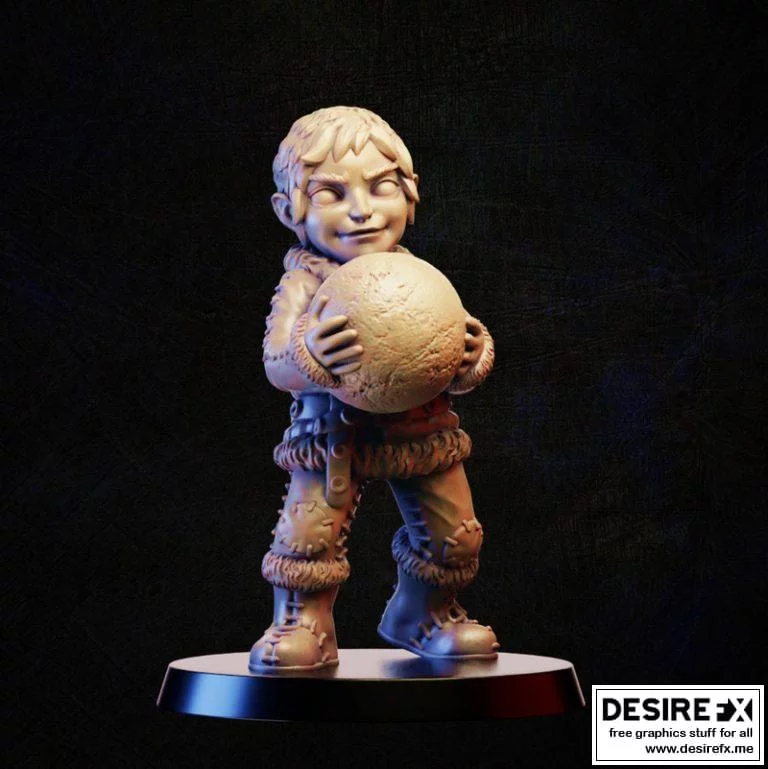 雪球男孩 3D打印模型|Boy with a snowball