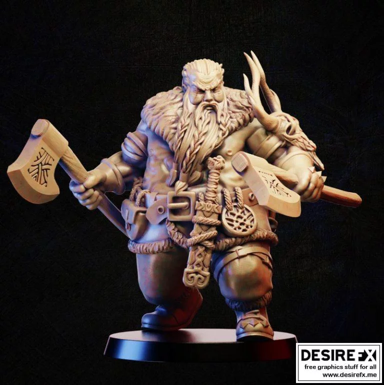 双斧战士3D打印模型|Barbarian dual axe