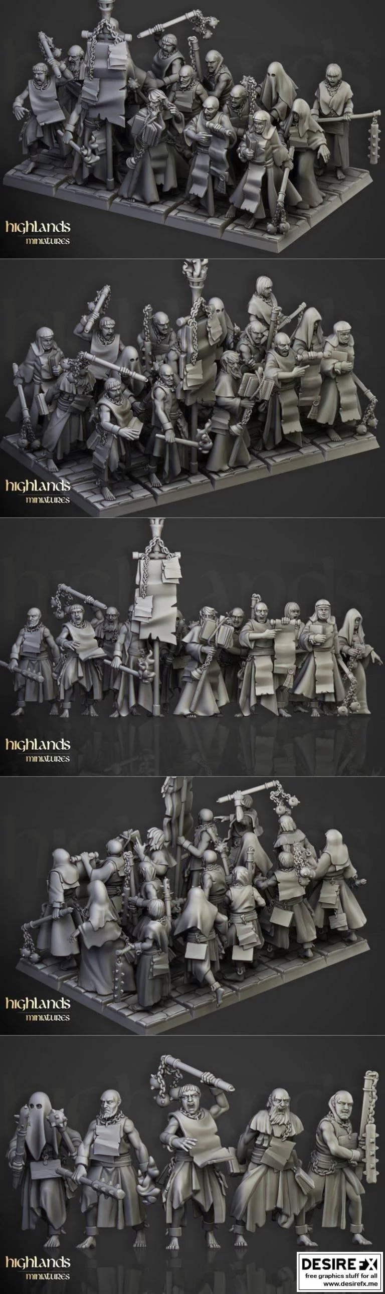 高地迷你模型 – 狂热信徒|Highlands Miniatures – Fanatical Zealots