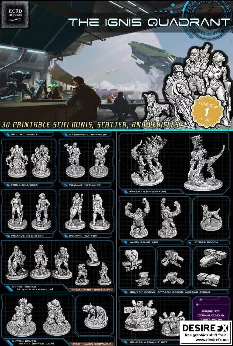 EC3D设计 – 火焰象限：3D打印模型集|EC3D Designs – Ignis Quadrant