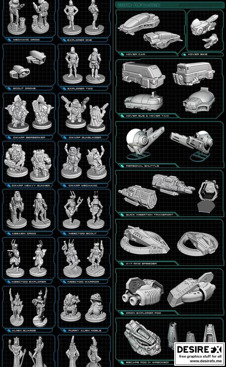 EC3D设计 – 火焰象限：3D打印模型集|EC3D Designs – Ignis Quadrant