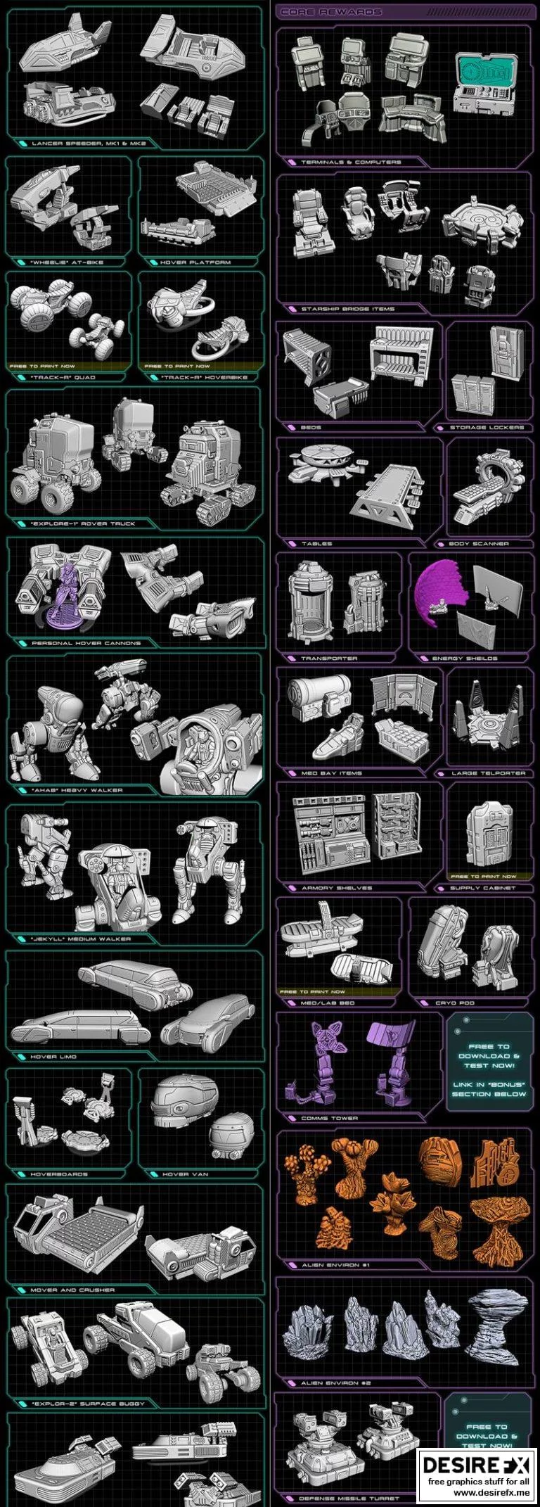 EC3D设计 – 火焰象限：3D打印模型集|EC3D Designs – Ignis Quadrant