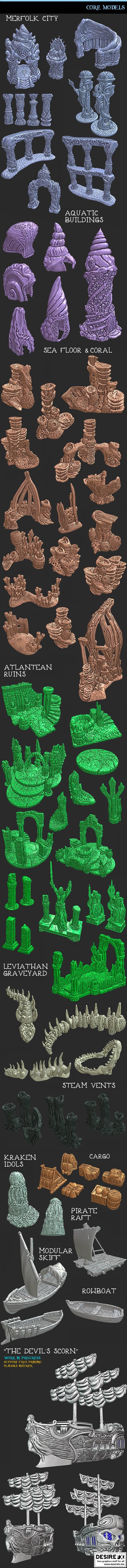 EC3D Designs – 狂野环礁深处的角色3D打印模型|EC3D Designs – Depths of Savage Atoll