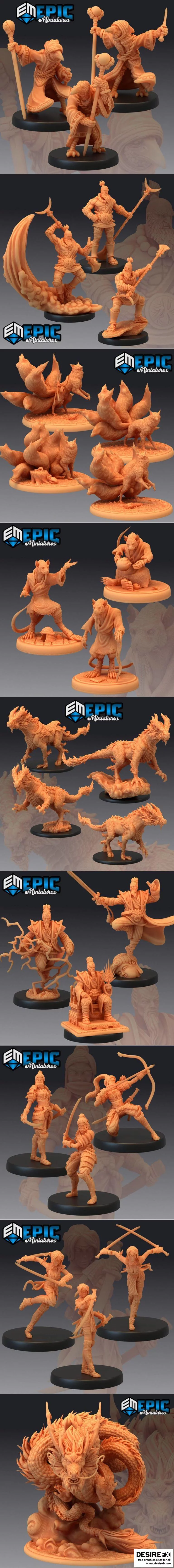 史诗迷你系列 - 天命王朝角色3D打印模型|Epic Minis – Divine Dynasty