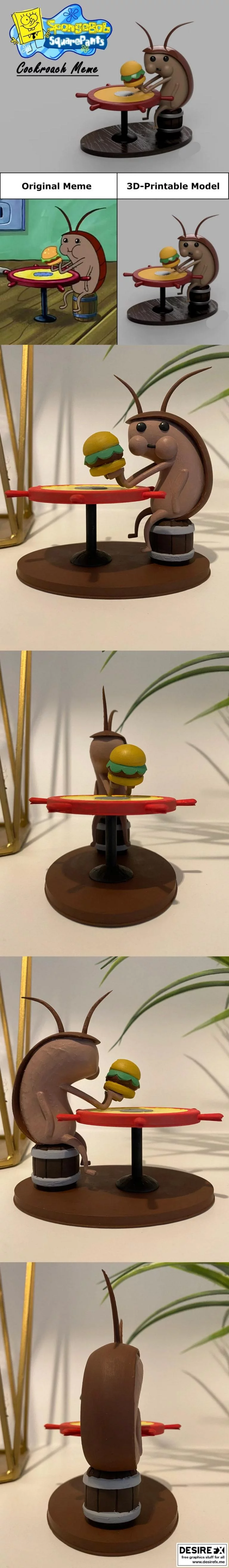 海绵宝宝蟑螂3D打印模型|SpongeBob Squarepants Cockroach Meme