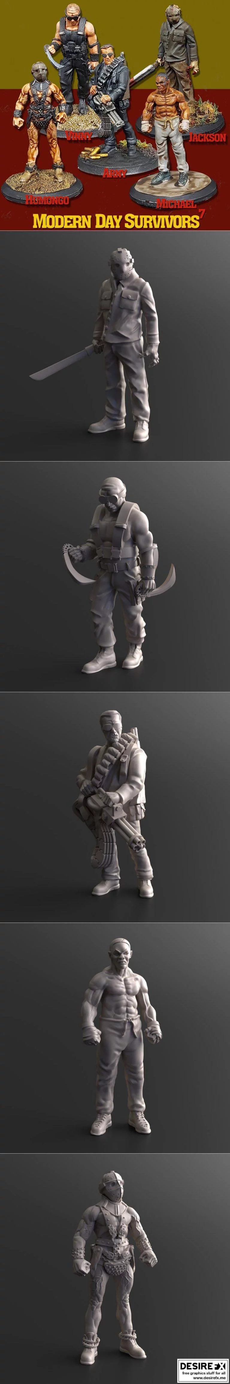 现代幸存者系列07：动漫游戏角色3D打印模型集|Modern Day Survivors Series 07
