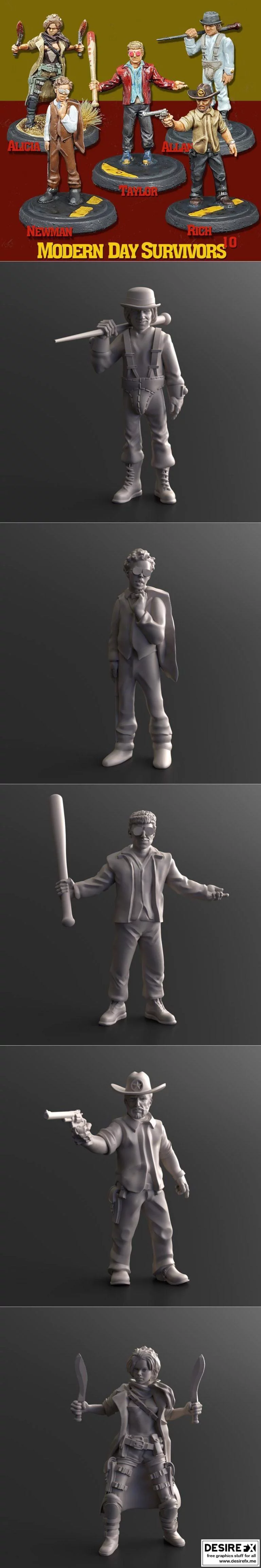 现代生存者系列10：动漫游戏角色3D打印模型集|Modern Day Survivors Series 10