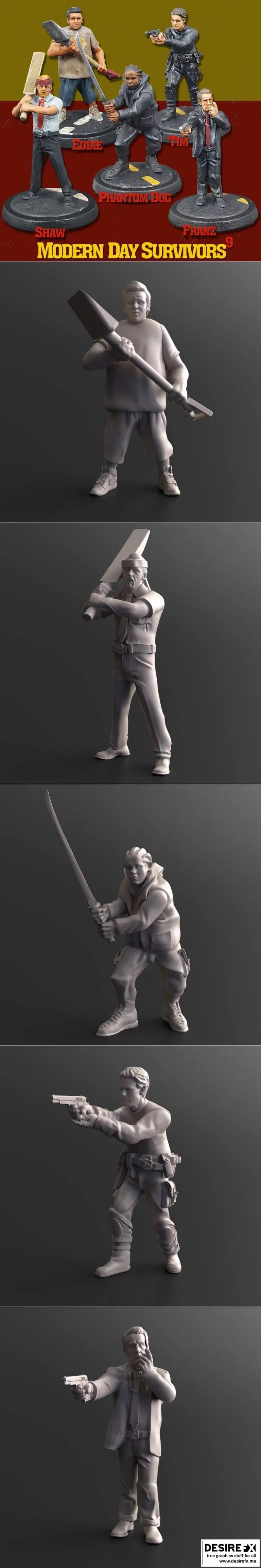 现代生存者系列09：动漫游戏角色3D打印模型集|Modern Day Survivors Series 09