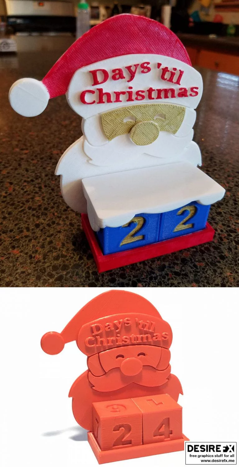 Tinkercad圣诞倒计时日历：圣诞老人3D打印模型|Santa Advent Countdown Calendar for Tinkercad Christmas