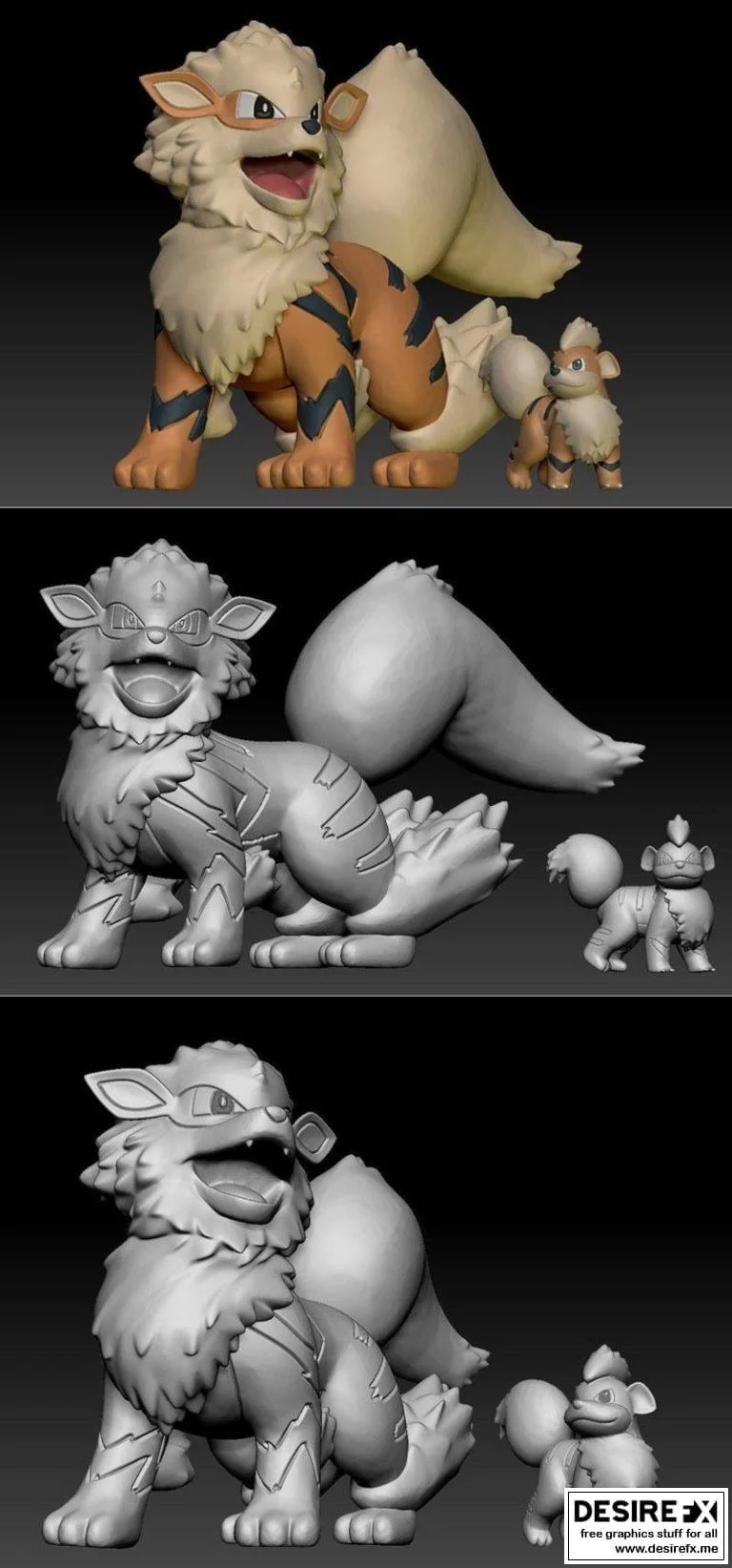 宝可梦：小火龙与火焰兔3D打印模型|Pokemon Growlithe Arcanine