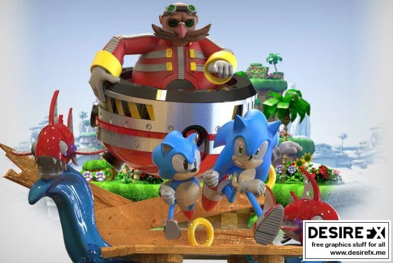 Diorama Sonic 3D打印模型|Diorama Sonic