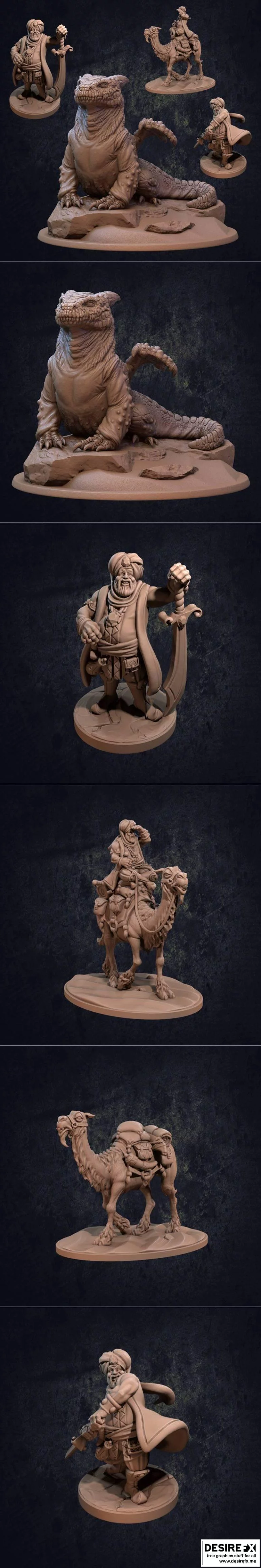 沙漠掘穴者与捕龙者小队3D打印模型|The Dragon Trappers Lodge – Desert Burrower and Trapper Pack