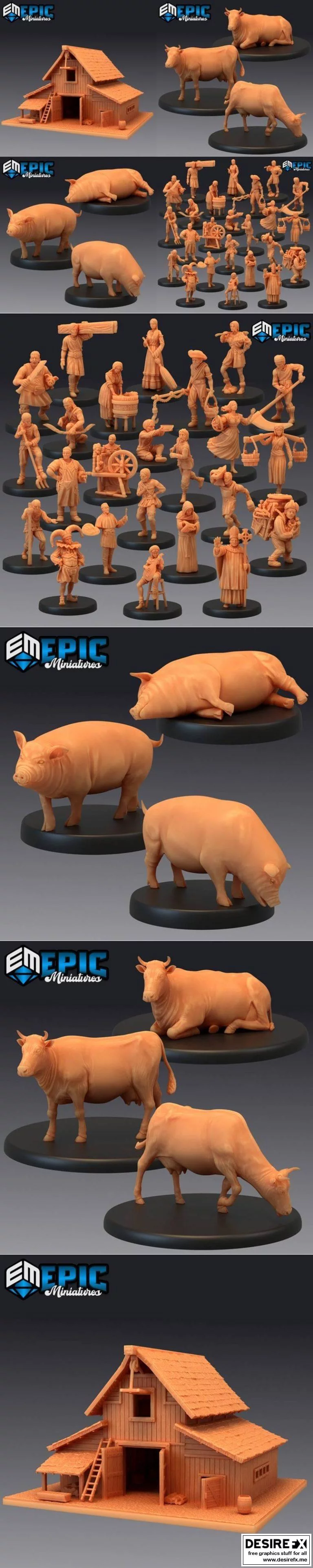 史诗迷你系列 - 农场村庄3D打印模型|Epic Minis – Farm Village