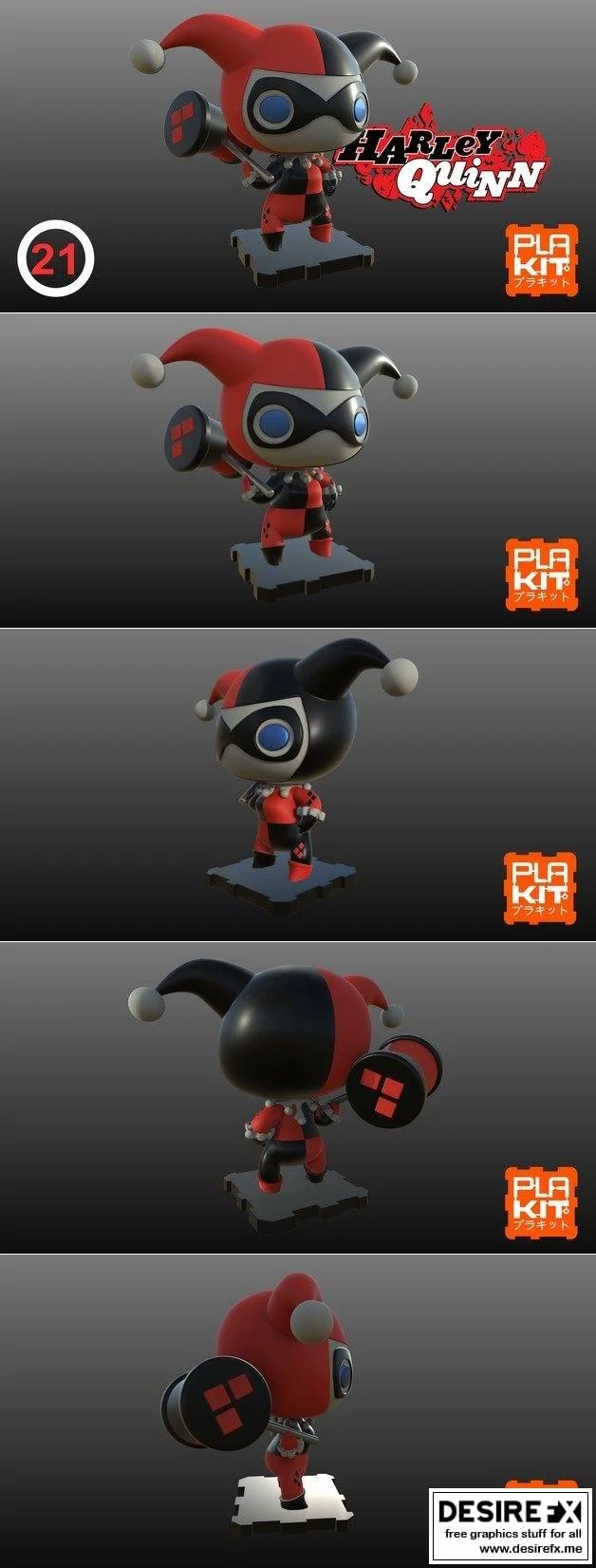 PlaKit DC经典作品哈莉·奎因3D打印模型|PlaKit DC Classics Harley Quinn