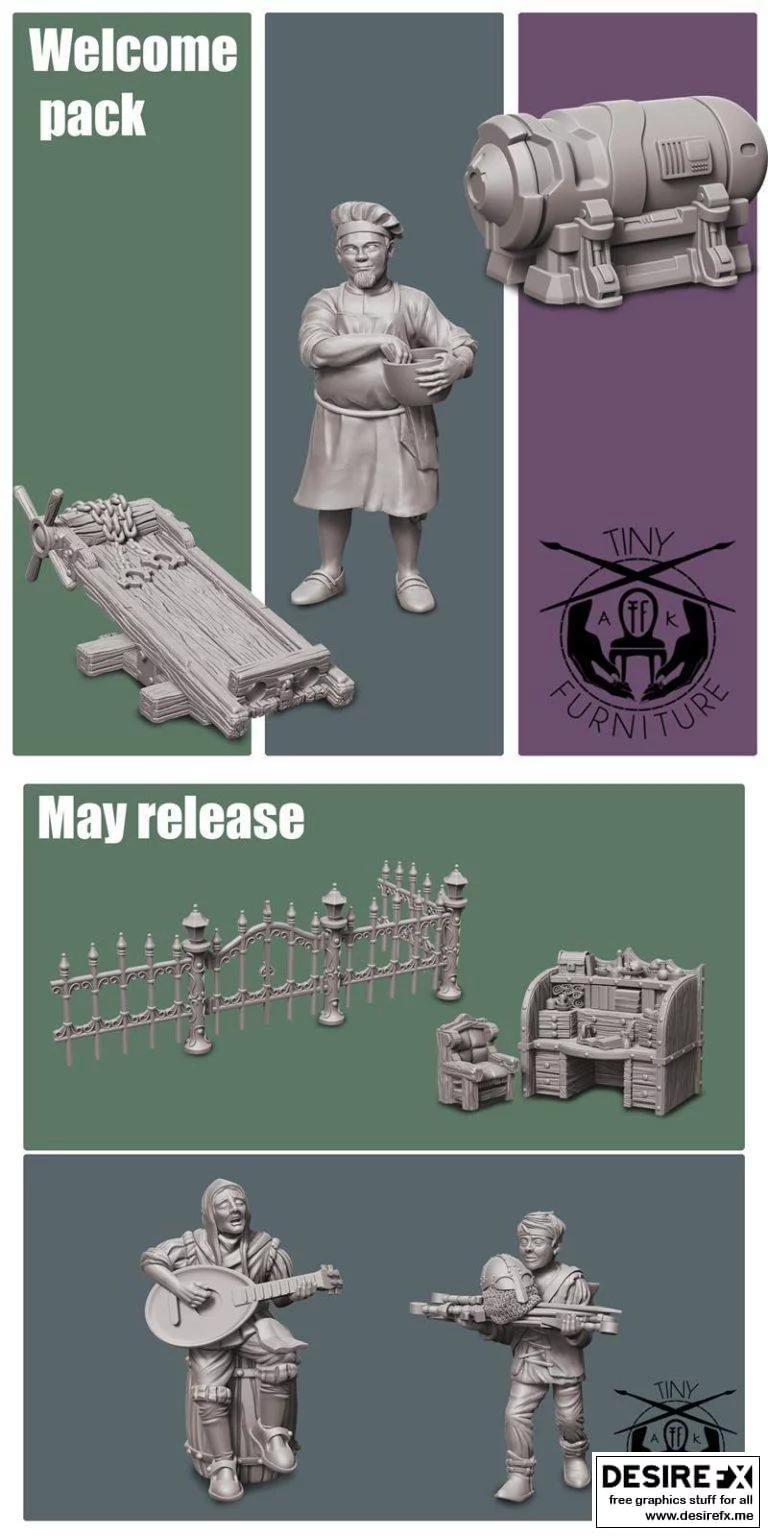 Tiny Furniture 2021 3D打印模型集：动漫游戏角色系列精选|Tiny Furniture May 2021 and Welcome Pack