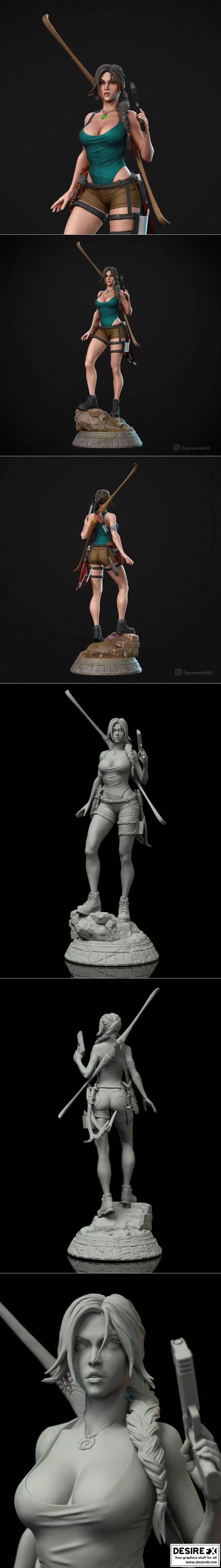 Tomb Raider 3D打印模型 Lara Croft|Lara Croft Tomb Raider Fan Art Statue