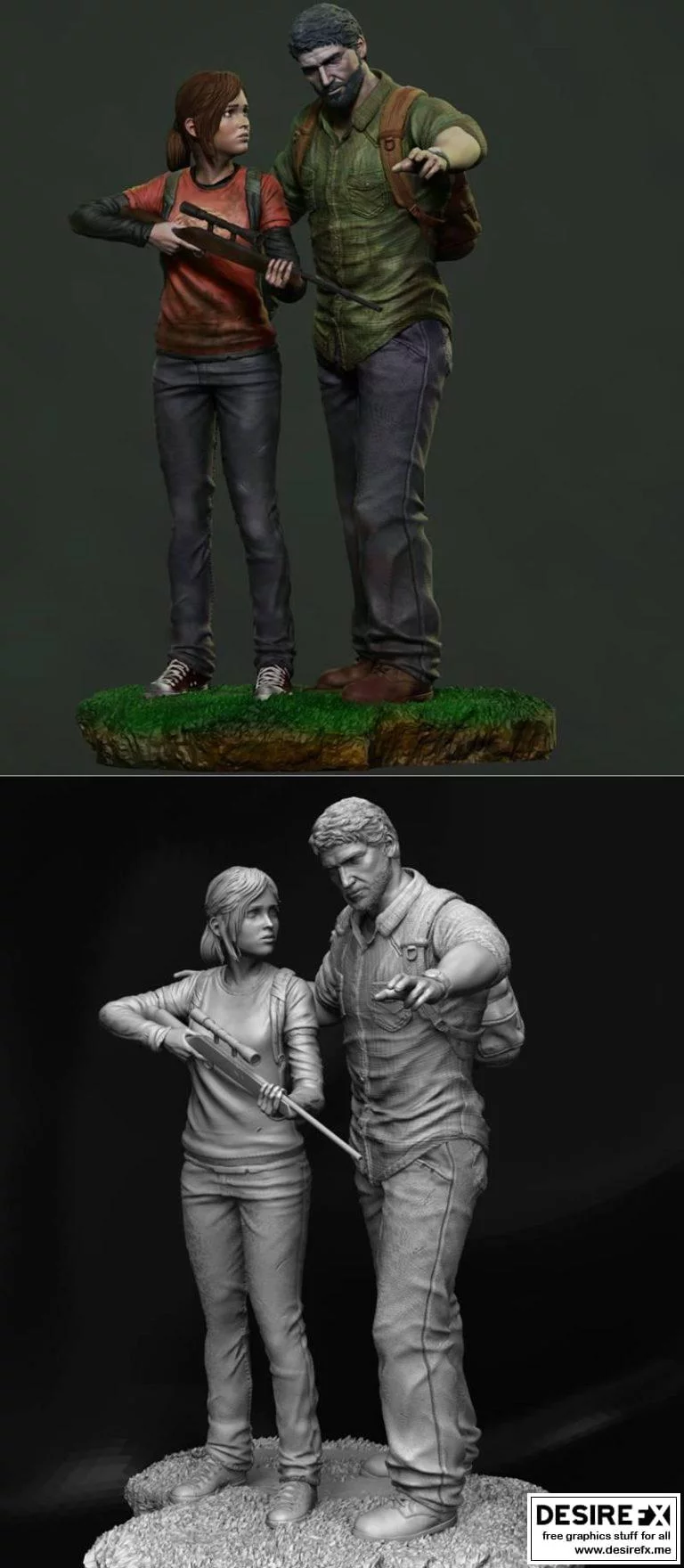 《最后生还者》3D打印模型：艾莉与乔尔|The Last of us Diorama