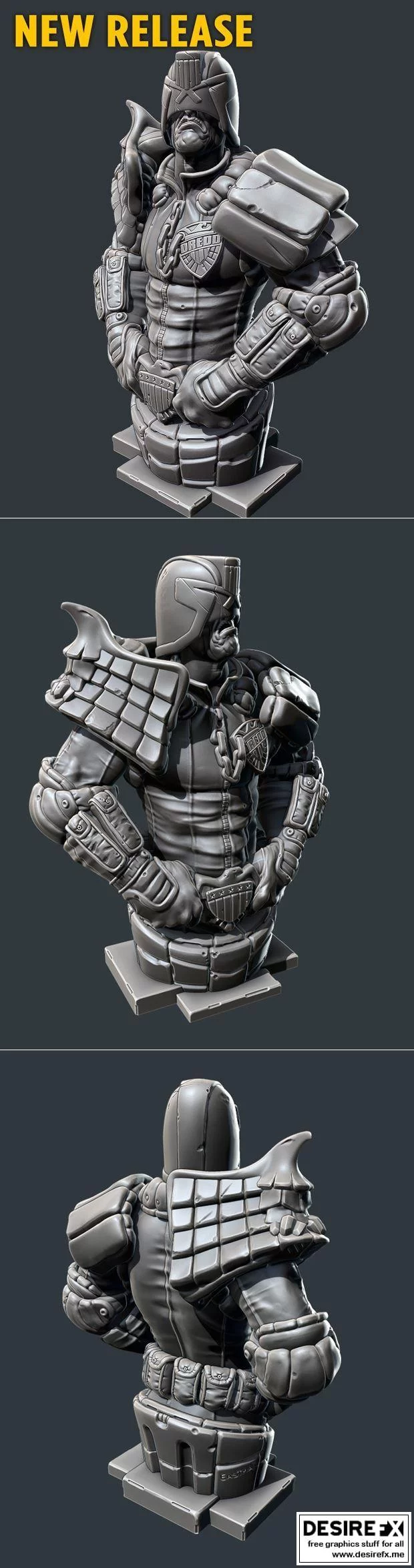 Judge Dredd 3D打印模型|Judge Dredd bust