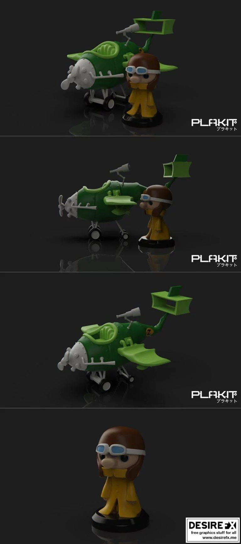 PlaKit 诡异与泥泞机器 ZILLY PLANE 3D打印模型|PlaKit Dastardly And Muddley Machines ZILLY PLANE