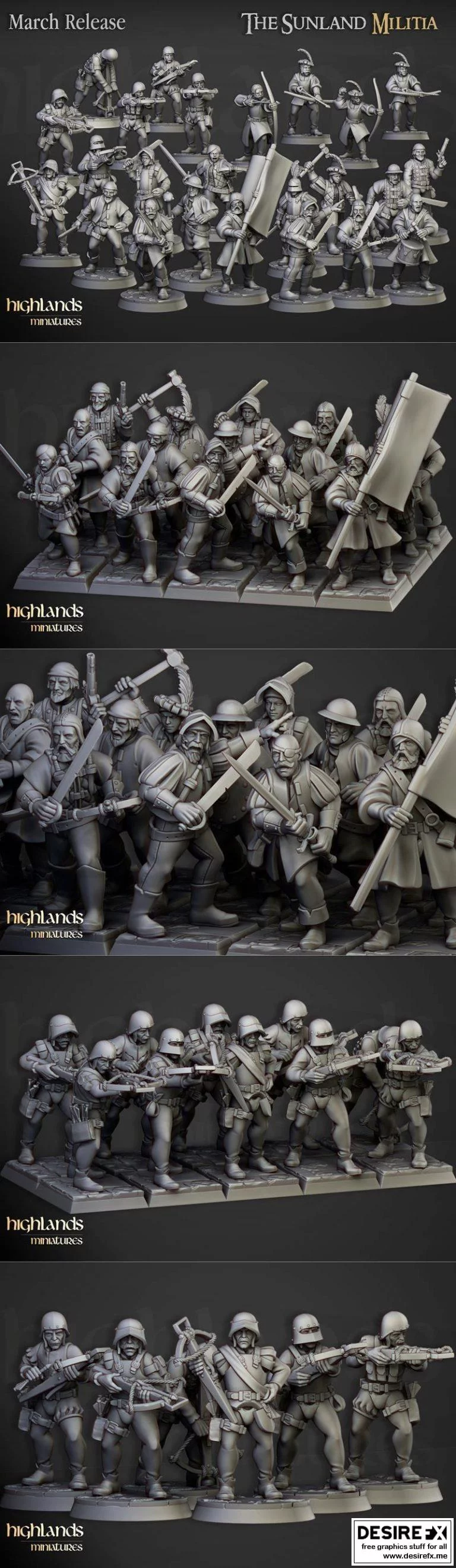 高地迷你模型 – 太阳之地民兵 2022年三月版|Highlands Miniatures – Sunland Militia March 2022