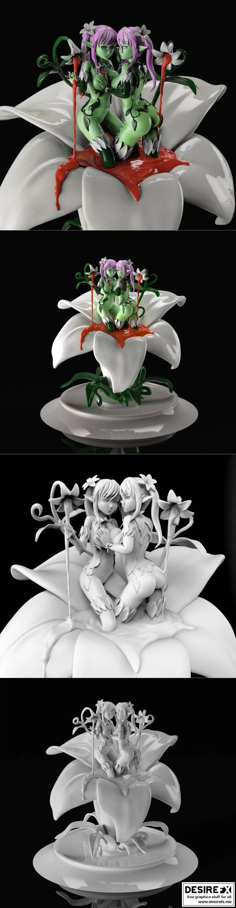 3D打印植物少女动漫角色模型|Sexy Plant Girls
