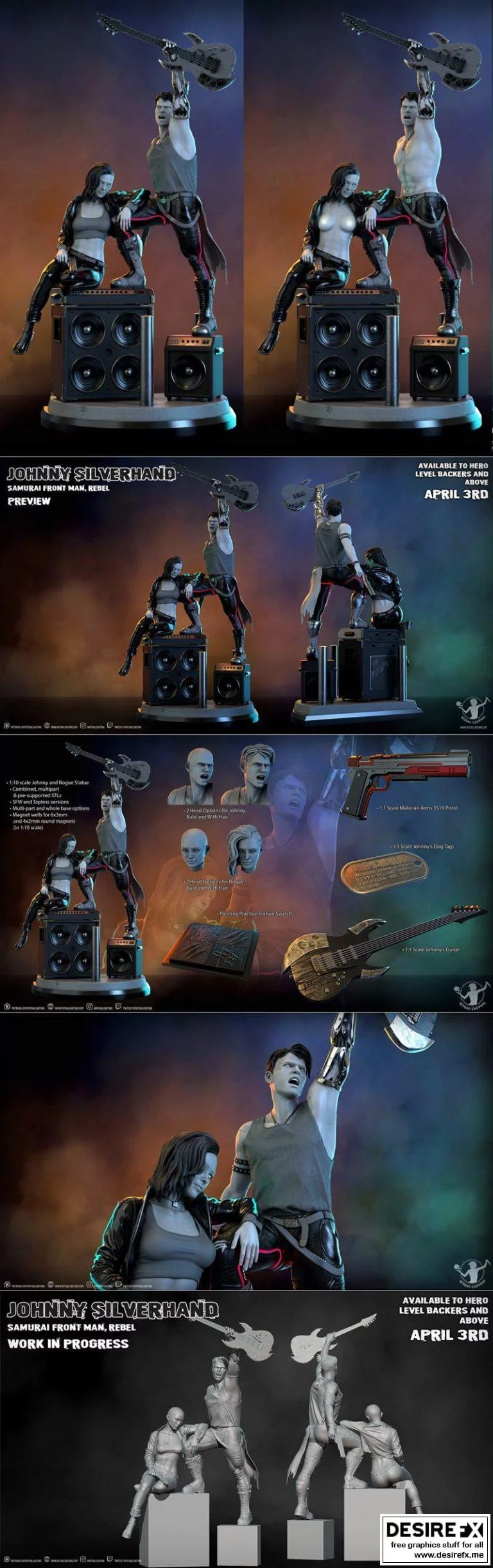 Ritual Casting – 《银手》April 2022 3D打印模型|Ritual Casting – Johnny Silverhand and Rogue April 2022