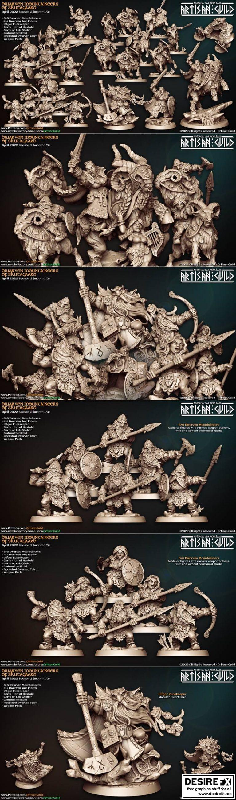 斯库塔加德矮人登山者 3D打印模型|Artisan Guild – Dwarven Mountaineers of Skutagaard April 2022