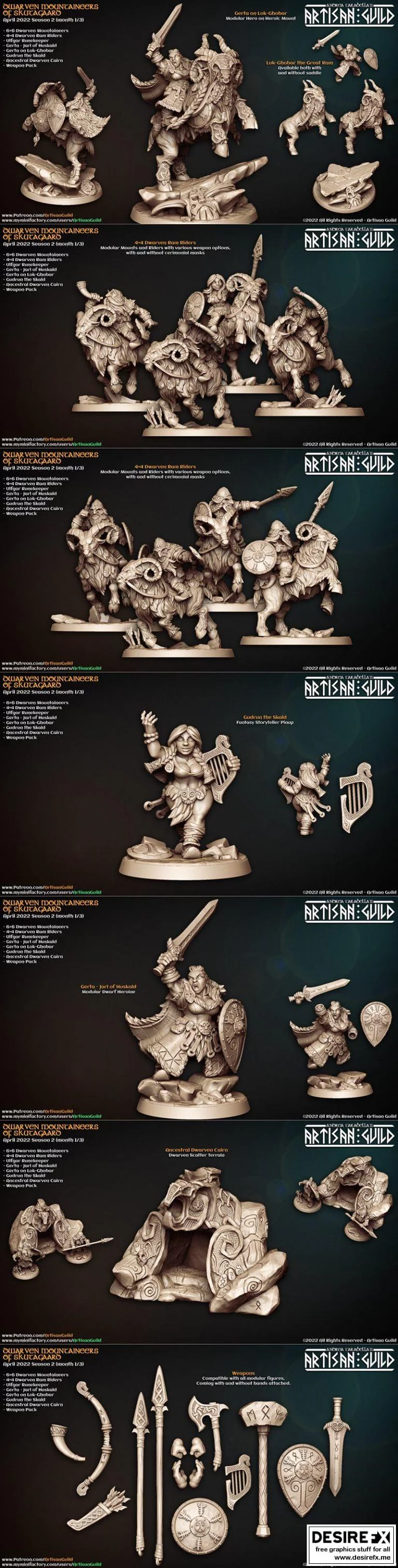 斯库塔加德矮人登山者 3D打印模型|Artisan Guild – Dwarven Mountaineers of Skutagaard April 2022