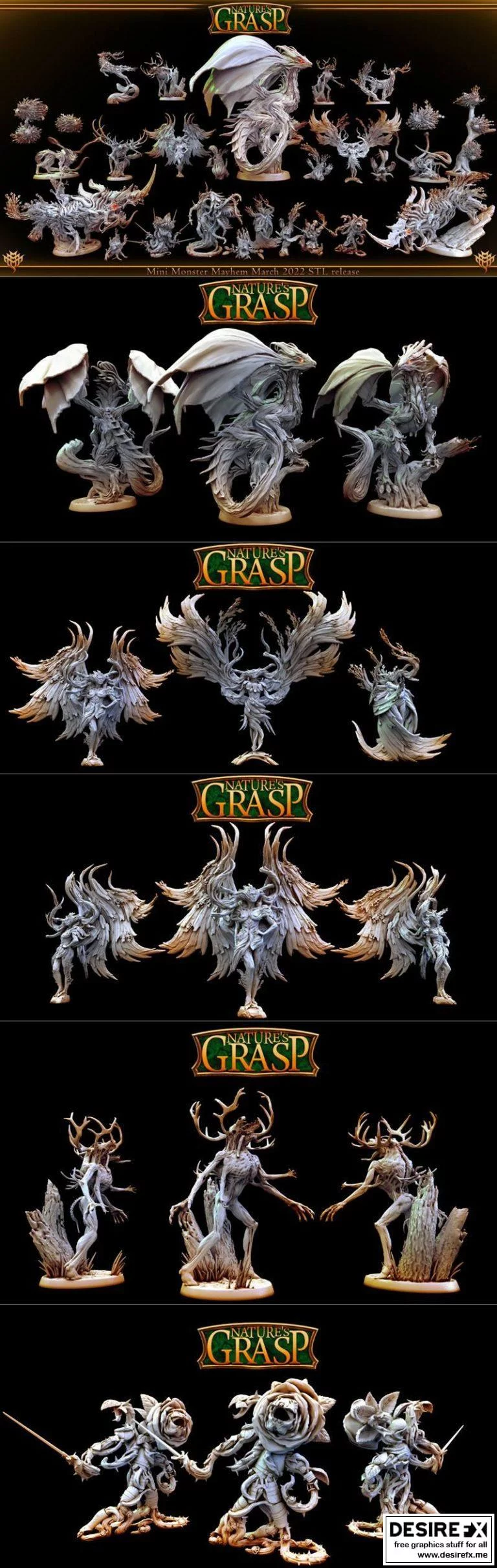 自然之握 3D打印模型集|Mini Monster Mayhem – Natures Grasp March 2022