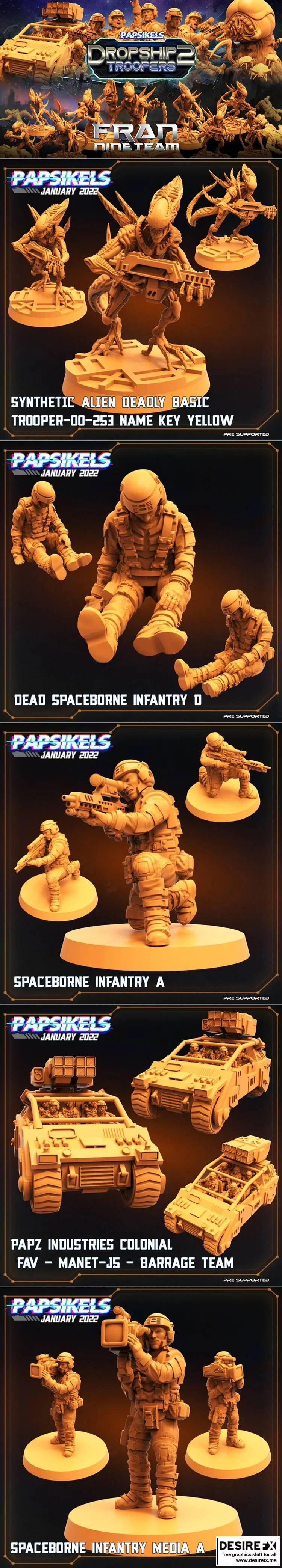 Papsikels迷你模型——《降维部队》2022年1月发布|Papsikels Miniatures – Dropship Troopers 2 January 2022