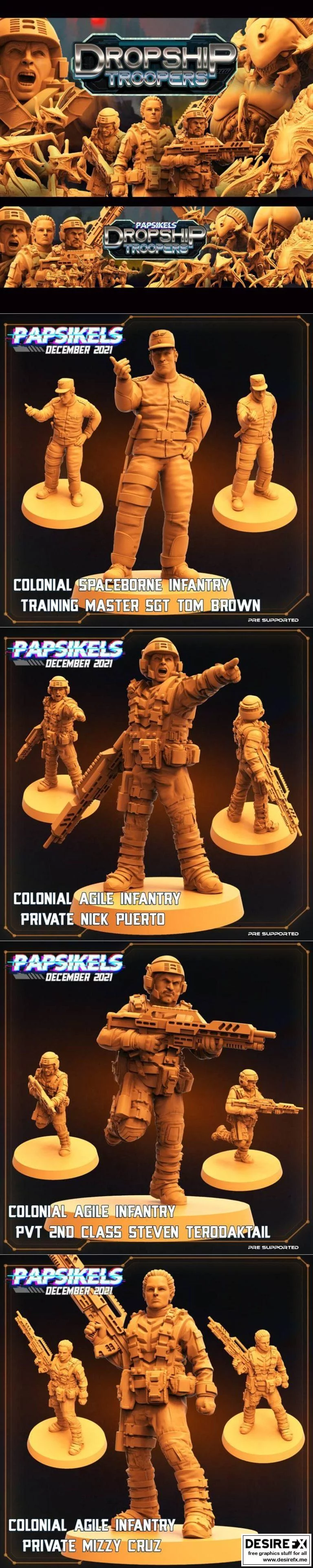 Papsikels迷你模型——《夺命舰》降维战士（2021年12月）|Papsikels Miniatures – Dropship Troopers December 2021