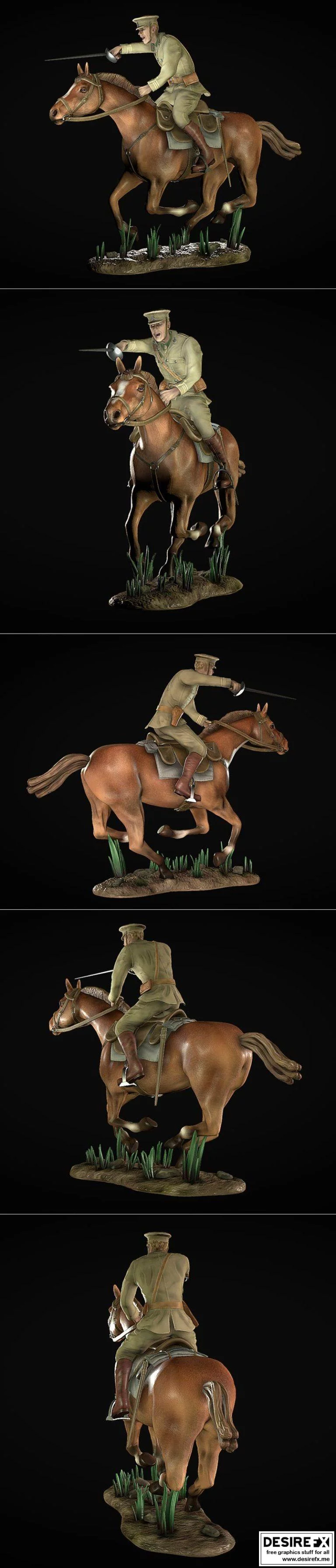 一战英军骑兵冲锋 3D打印模型|Cavalry charge – WW1 – British