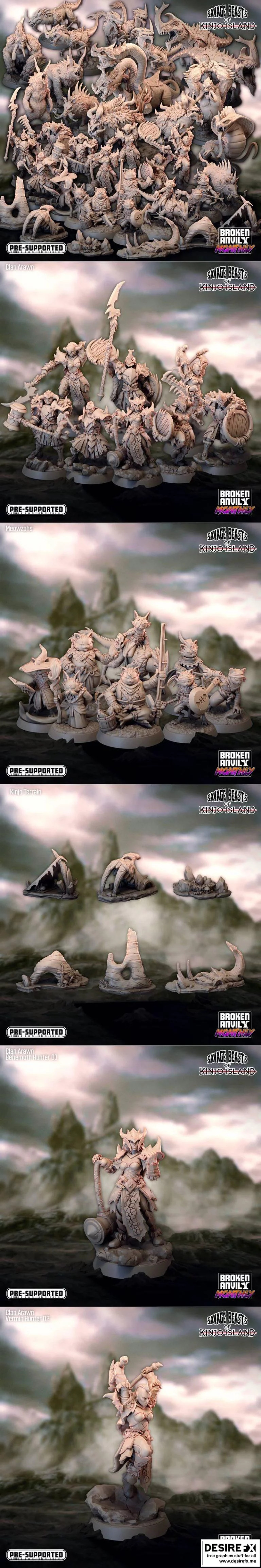 Broken Anvil迷你模型——Kinjo岛狂暴野兽系列（2022年3月）|Broken Anvil Miniatures – Savage Beasts Of Kinjo Island March 2022
