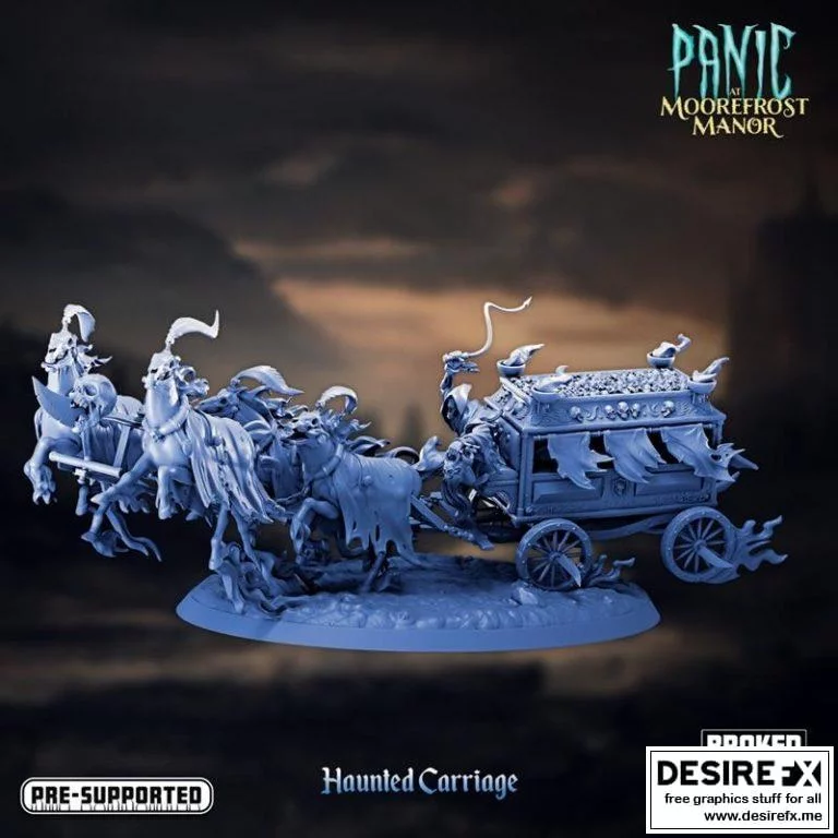 Broken Anvil迷你模型——《摩瑞弗斯庄园惊魂》场景模型：幽灵马车|Broken Anvil Miniatures – Panic at Moorefrost Manor – Haunted Carriage