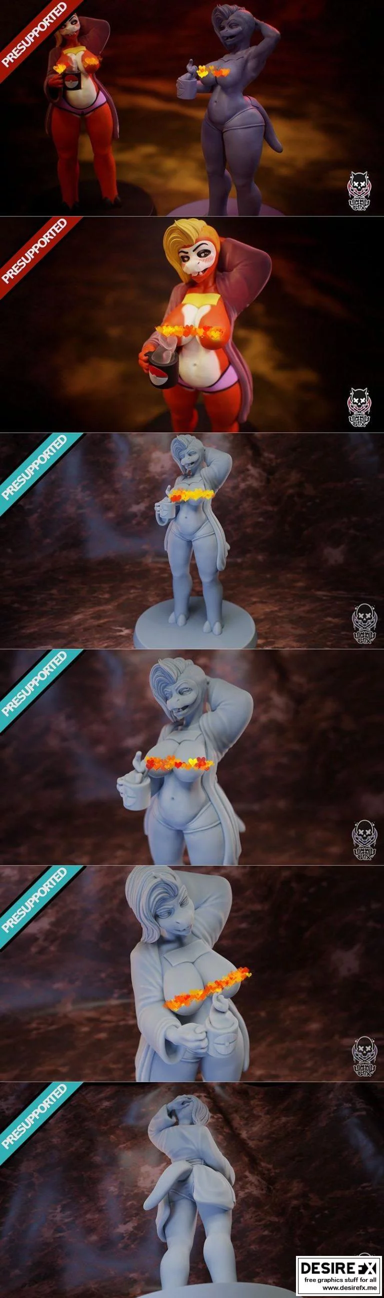 Fuecoco – 女性角色3D打印模型集|Fuecoco – Female