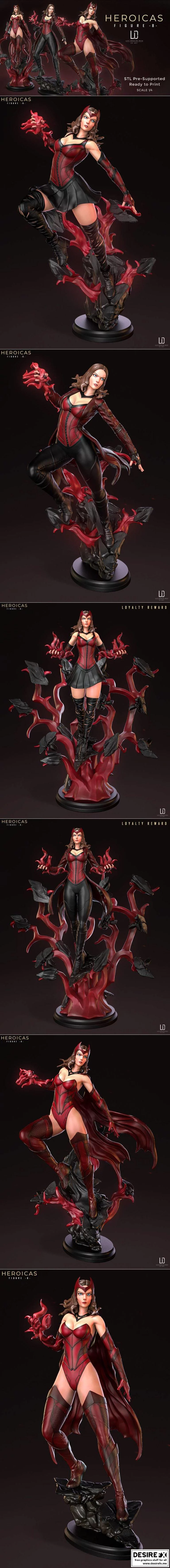英雄形象 Figure 8 -  Scarlet Witch - 3D打印模型|Heroicas Figure 8 – Scarlet Witch – P.1-P.2-P.3