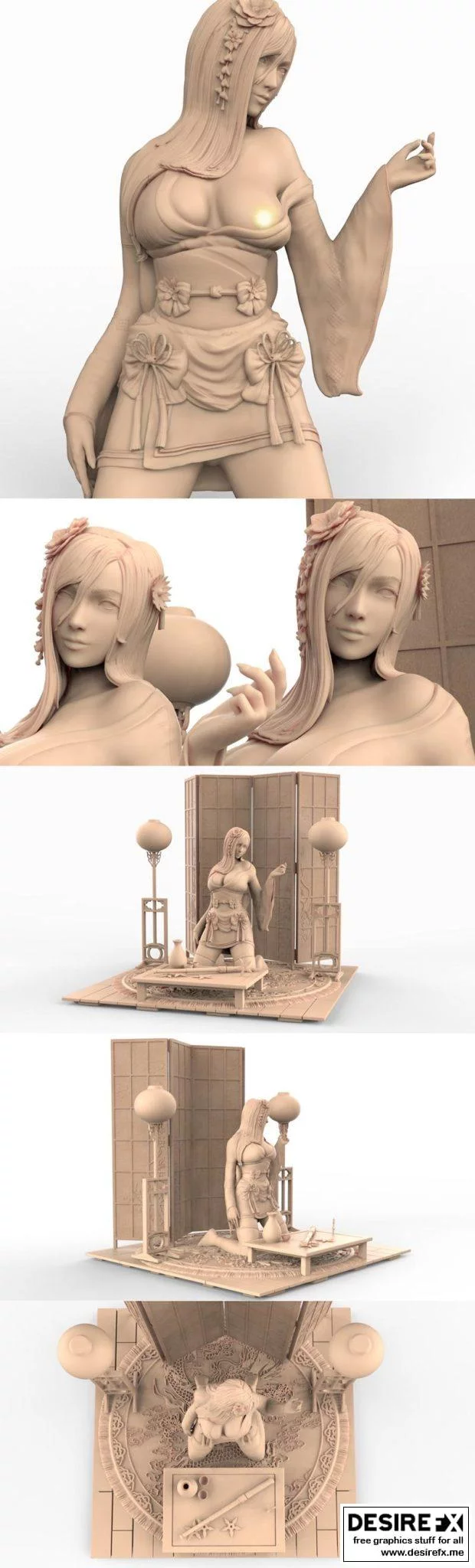 Tifa洛克人3D打印模型|Tifa – Final fantasy 7 Kimono version