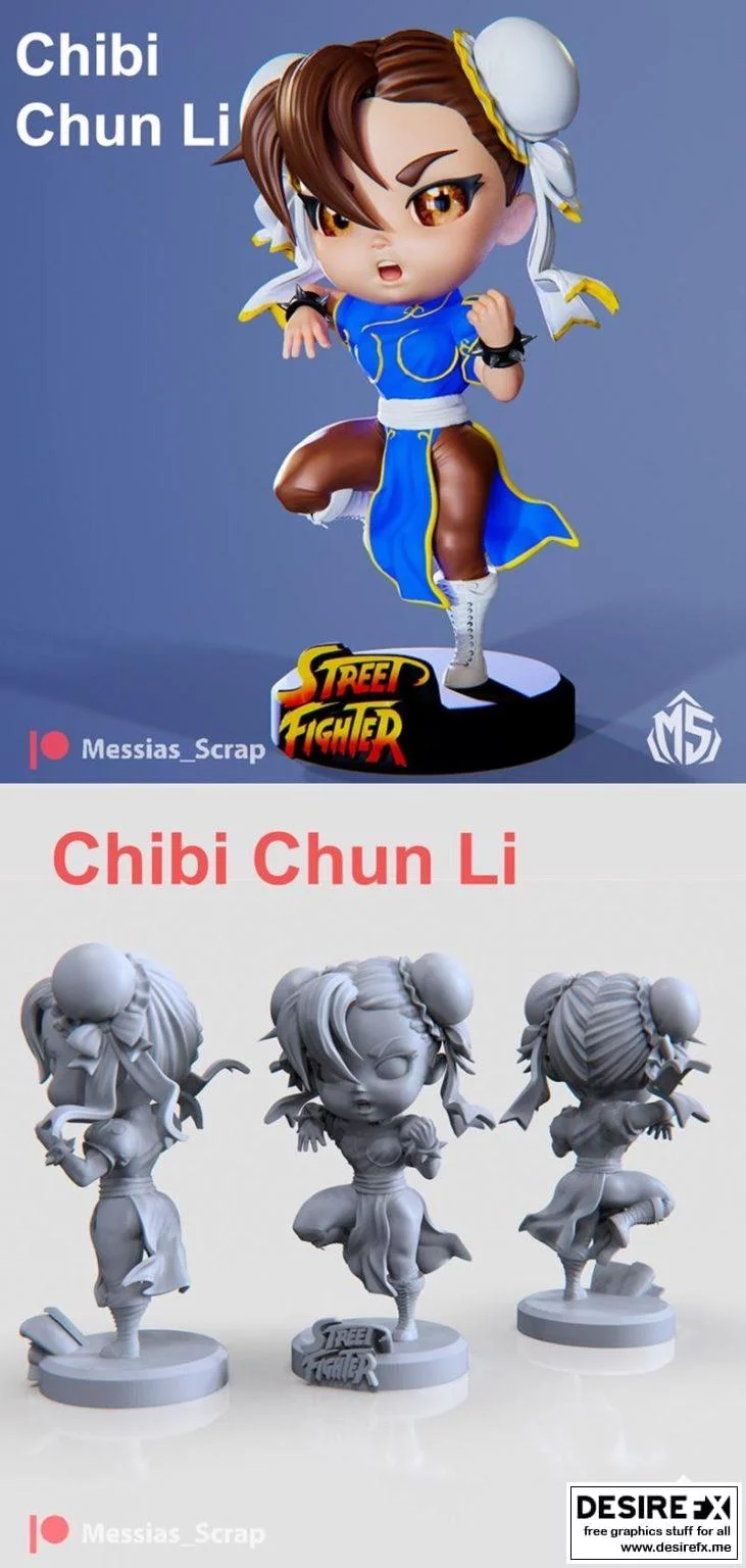 功夫熊猫3D打印模型-春丽|Chun Li Chibi