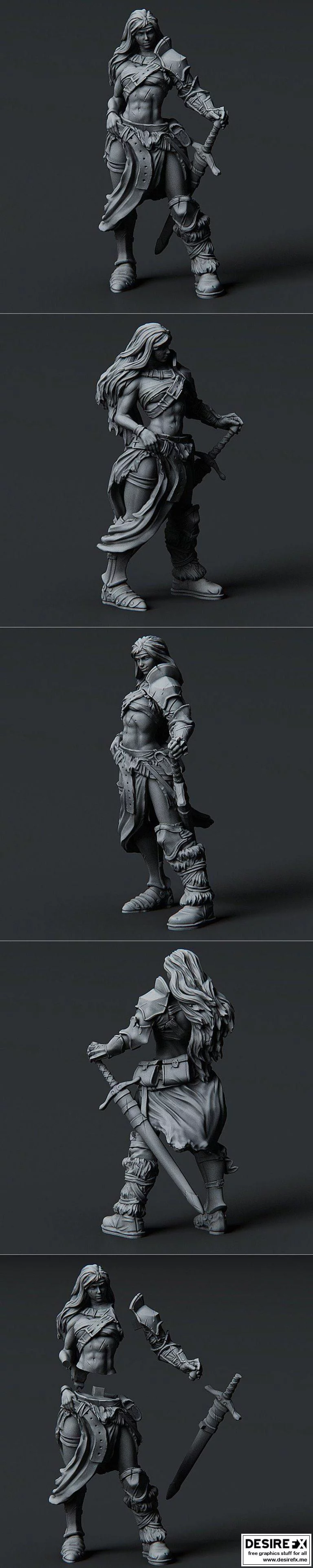 女野蛮人3D打印模型|Female Barbarian